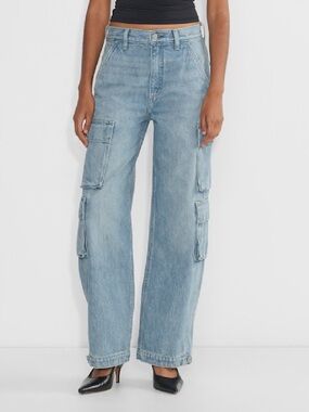 Light Blue Wide-Leg Cargo Jeans From Aritzia